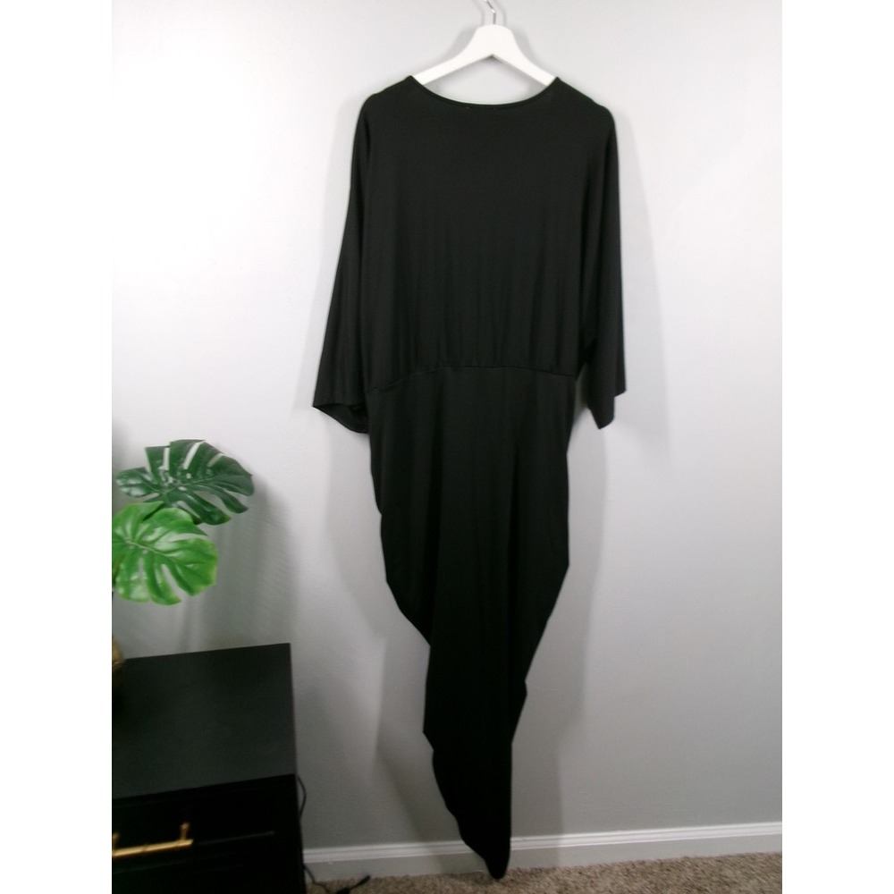 BALTIC BORN Dress Size 3X MIMI Black Ruched Faux Wrap Midi Draped - Picture 4 of 14